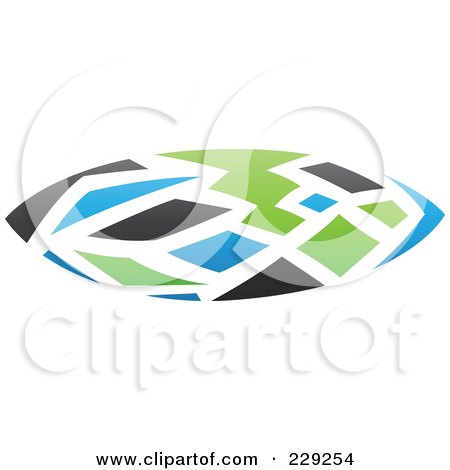 Royalty-Free (RF) Clipart Illustration of a Blue, Green, Gray And Black Dynamic Logo Icon - 9 by cidepix