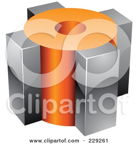 Royalty-Free (RF) Clipart Illustration of a 3d Orange And Chrome Cubic Logo Icon by cidepix