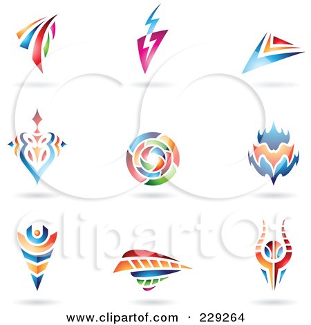 Royalty-Free (RF) Clipart Illustration of a Digital Collage Of Vibrant Colorful Abstract Logo Icons by cidepix