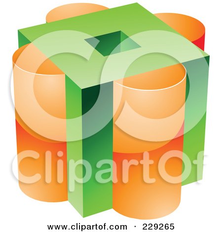 Royalty-Free (RF) Clipart Illustration of a 3d Green And Orange Cubic Logo Icon by cidepix