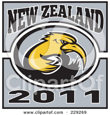 Royalty-Free (RF) Clipart Illustration of a New Zealand Rugby Kiwi Bird - 3 by patrimonio
