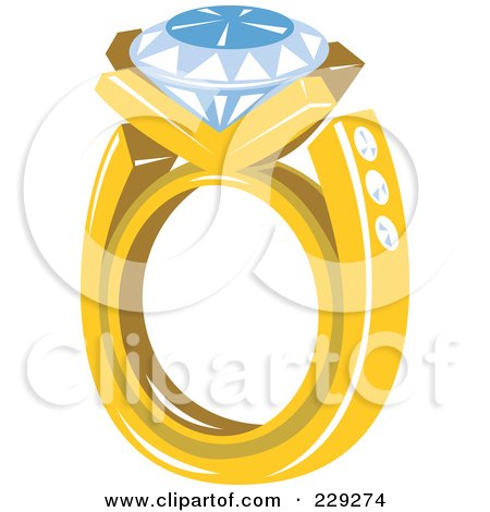 Royalty-Free (RF) Clipart Illustration of a Retro Styled Diamond Ring by patrimonio