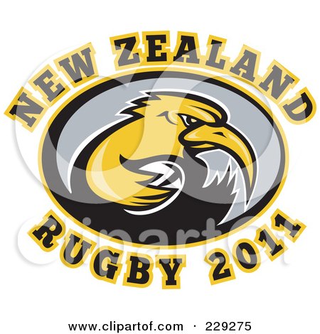Royalty-Free (RF) Clipart Illustration of a New Zealand Rugby Kiwi Bird - 4 by patrimonio