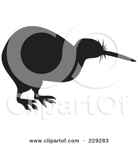 Royalty-Free (RF) Clipart Illustration of a Black Kiwi Bird Silhouette by patrimonio