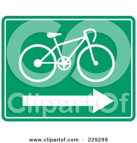 Royalty-Free (RF) Clipart Illustration of a Green Bicycling Road Sign by patrimonio