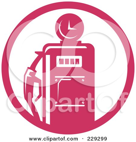 Royalty-Free (RF) Clipart Illustration of a Retro Pink Gas Pump Logo by patrimonio