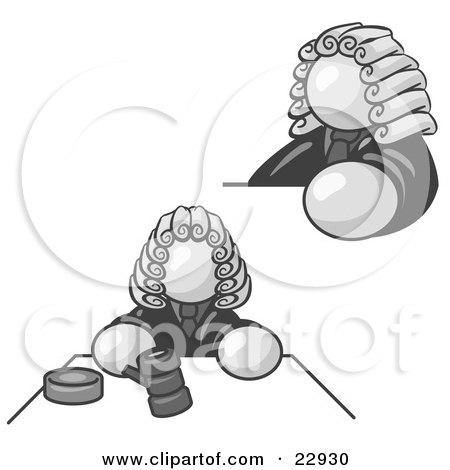 Clipart Illustration of a White Judge Man Wearing a Wig in Court by Leo Blanchette