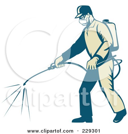 Royalty-Free (RF) Clipart Illustration of a Retro Exterminator Spraying by patrimonio