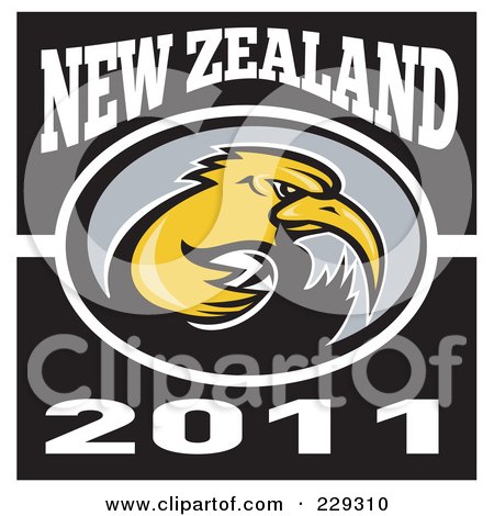 Royalty-Free (RF) Clipart Illustration of a New Zealand Rugby Kiwi Bird - 2 by patrimonio