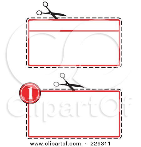 Royalty-Free (RF) Clipart Illustration of a Digital Collage Of Scissors Cutting Coupons by patrimonio