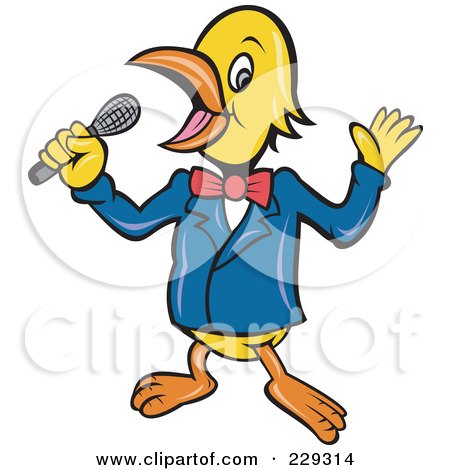 Royalty-Free (RF) Clipart Illustration of a Singing Or Host Bird by patrimonio