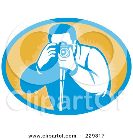 Royalty-Free (RF) Clipart Illustration of a Retro Photographer Taking Photos by patrimonio
