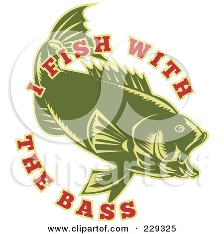 Royalty-Free (RF) Clipart Illustration of I Fish With The Bass Text Around A Fish by patrimonio