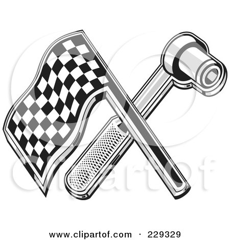 Royalty-Free (RF) Clipart Illustration of a Retro Racing Flag And Rachet by patrimonio