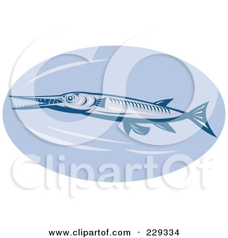 Royalty-Free (RF) Clipart Illustration of a Retro Needlefish Logo by patrimonio