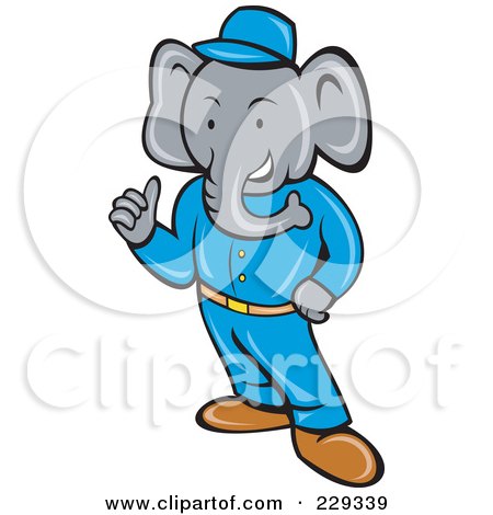 Royalty-Free (RF) Clipart Illustration of a Handyman Elephant Holding A Thumb Up by patrimonio