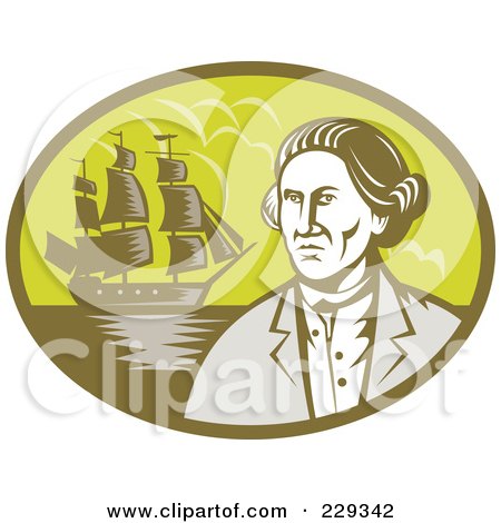 Royalty-Free (RF) Clipart Illustration of an Explorer And Ship Logo by patrimonio