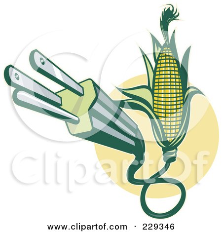 Royalty-Free (RF) Clipart Illustration of a Plug Emerging From Corn by patrimonio