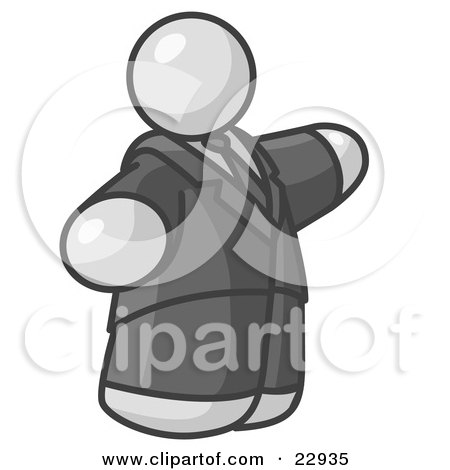 Clipart Illustration of a Big White Business Man in a Suit and Tie by Leo Blanchette