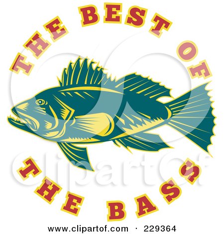 Royalty-Free (RF) Clipart Illustration of The Best Of The Bass Text Around A Fish by patrimonio