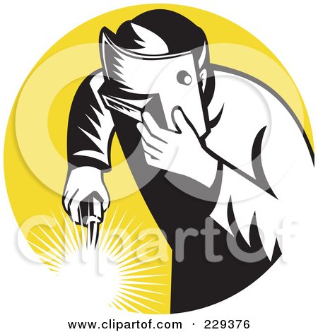 Royalty-Free (RF) Clipart Illustration of a Retro Welder Man Logo - 2 by patrimonio