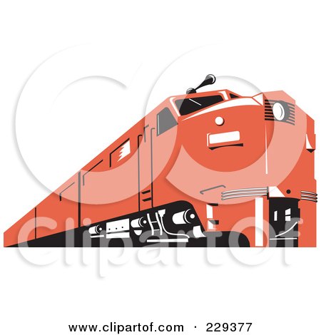 Royalty-Free (RF) Clipart Illustration of a Retro Red Train by patrimonio