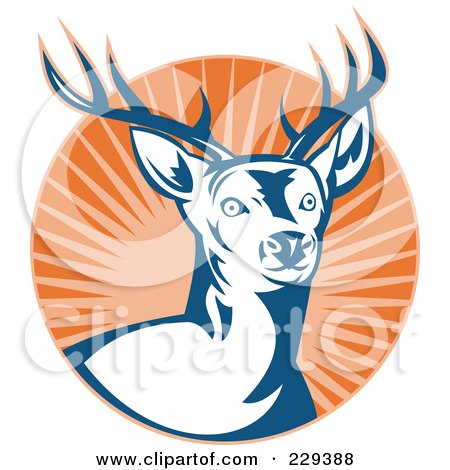 Royalty-Free (RF) Clipart Illustration of a Deer Stag And Burst Logo by patrimonio