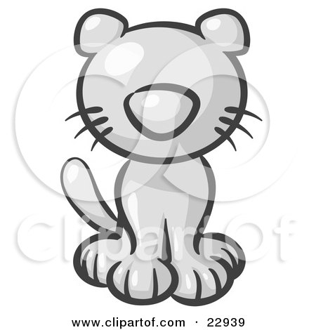 Clipart Illustration of a Cute White Kitty Cat Looking Curiously at the Viewer by Leo Blanchette
