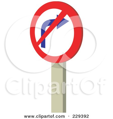 Royalty-Free (RF) Clipart Illustration of a No Right Turn Sign by patrimonio