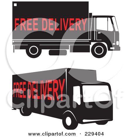 Royalty-Free (RF) Clipart Illustration of a Digital Collage Of Two Free Delivery Trucks by patrimonio