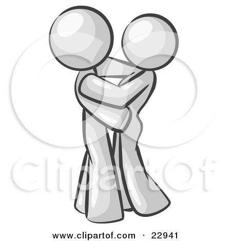 Clipart Illustration of a White Man Gently Embracing His Lover, Symbolizing Marriage And Commitment by Leo Blanchette