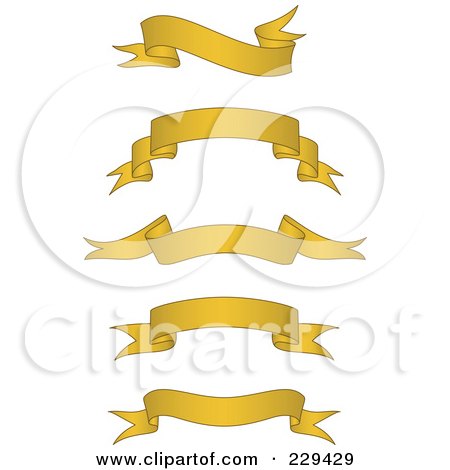 Royalty-Free (RF) Clipart Illustration of a Digital Collage Of Golden Blank Banners - 1 by BestVector