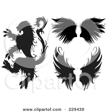 Royalty-Free (RF) Clipart Illustration of a Digital Collage Of A Beast And Wings by BestVector