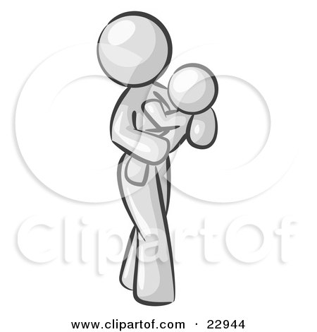 Clipart Illustration of a White Woman Carrying Her Child In Her Arms, Symbolizing Motherhood And Parenting by Leo Blanchette
