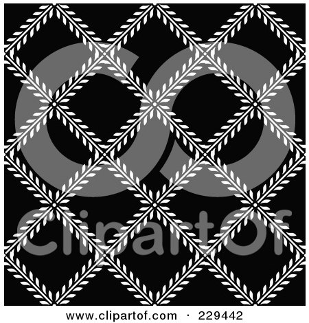 Royalty-Free (RF) Clipart Illustration of a Seamless Background Pattern Of Black And White Ivy Diamonds by BestVector