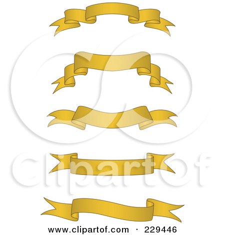 Royalty-Free (RF) Clipart Illustration of a Digital Collage Of Golden Blank Banners - 2 by BestVector