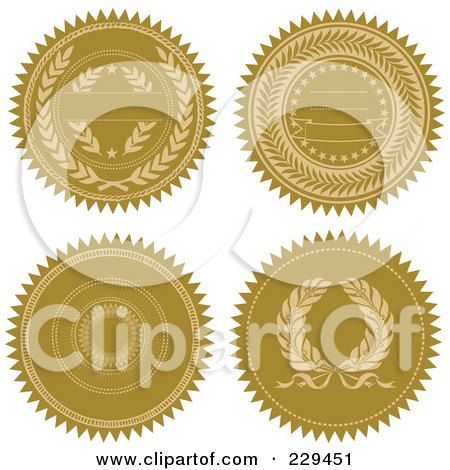 Royalty-Free (RF) Clipart Illustration of a Digital Collage Of Four Gold Seals by BestVector