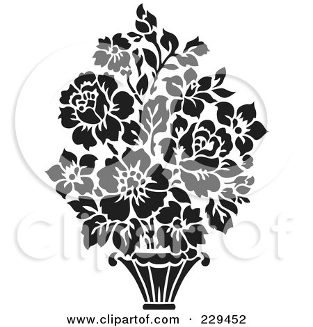 Royalty-Free (RF) Clipart Illustration of a Black And White Floral Bouquet Design - 4 by BestVector