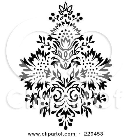 Royalty-Free (RF) Clipart Illustration of a Black And White Floral Bouquet Design - 5 by BestVector