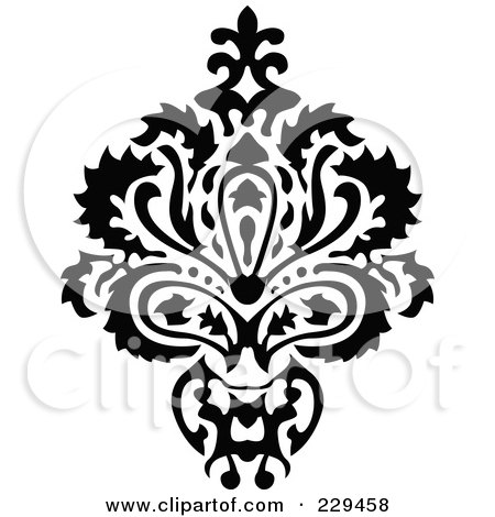 Royalty-Free (RF) Clipart Illustration of a Black And White Floral Bouquet Design - 3 by BestVector