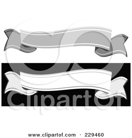 Royalty-Free (RF) Clipart Illustration of a Digital Collage Of Gray And White Blank Banners by BestVector