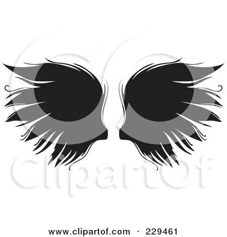 Royalty-Free (RF) Clipart Illustration of a Pair of Gothic Wings - 1 by BestVector