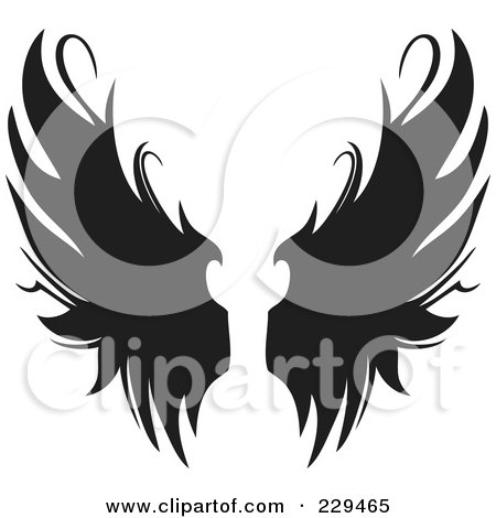 Royalty-Free (RF) Clipart Illustration of a Pair of Gothic Wings - 2 by BestVector