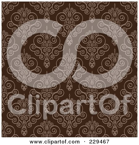 Royalty-Free (RF) Clipart Illustration of a Seamless Background Pattern Of Brown Swirls by BestVector