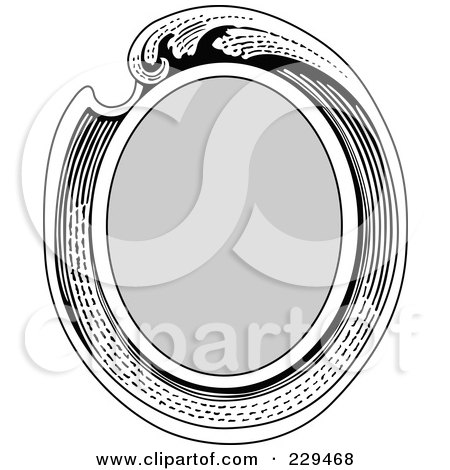 Royalty-Free (RF) Clipart Illustration of a Vintage Black And White Oval Frame - 2 by BestVector