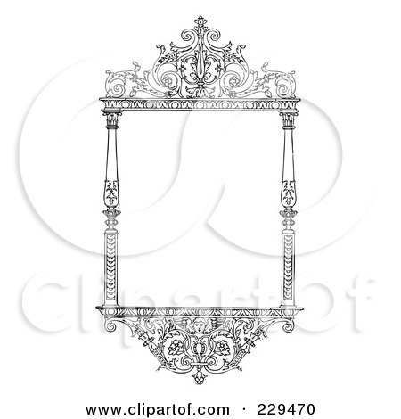 Royalty-Free (RF) Clipart Illustration of a Vintage Black And White Frame by BestVector