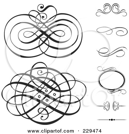 Royalty-Free (RF) Clipart Illustration of a Digital Collage Of Swirl Borders And Designs by BestVector