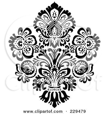 Royalty-Free (RF) Clipart Illustration of a Black And White Floral Bouquet Design - 6 by BestVector