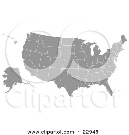 Royalty-Free (RF) Clipart Illustration of a Gray American Map by BestVector