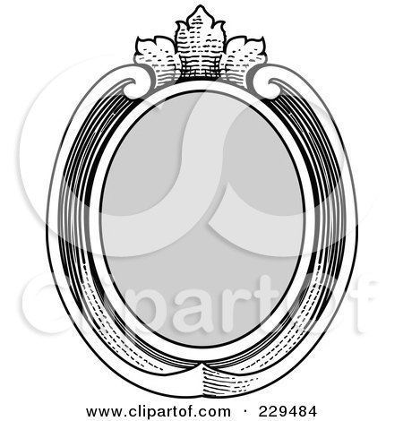 Royalty-Free (RF) Clipart Illustration of a Vintage Black And White Oval Frame - 1 by BestVector